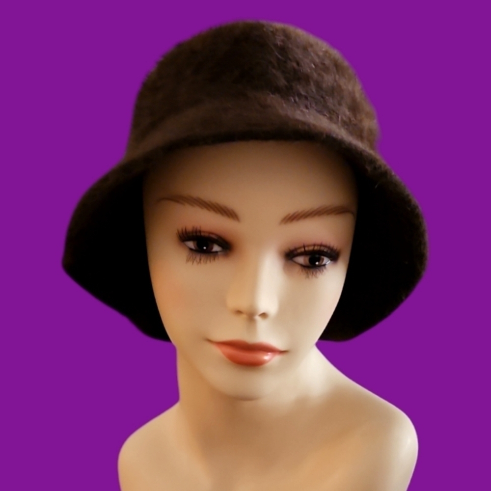 Vintage French Brown Rabbit Fur Bucket Hat